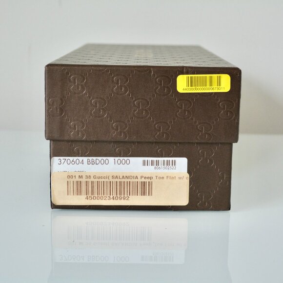 NIB GUCCI SALANDIA LEATHER PEEP TOE FLATS SHOES - Picture 10 of 10